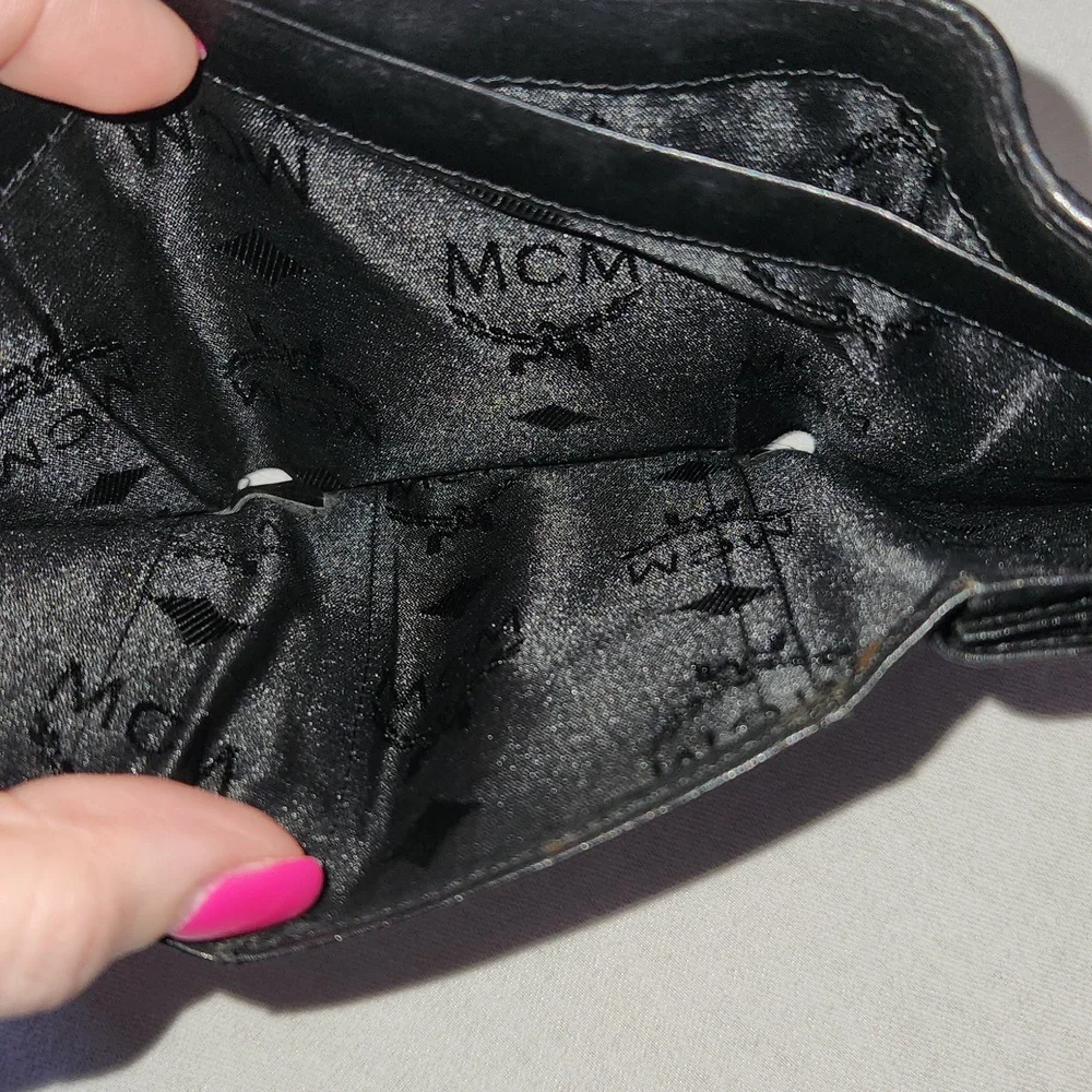 MCM Trifold Quilted Black Leather Wallet - Picture 5 of 11